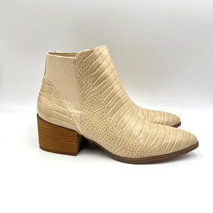 Chinese Laundry Womens Size 8.5 Beige Tan Cream Faux Vegan Leather‎ Croc Boots